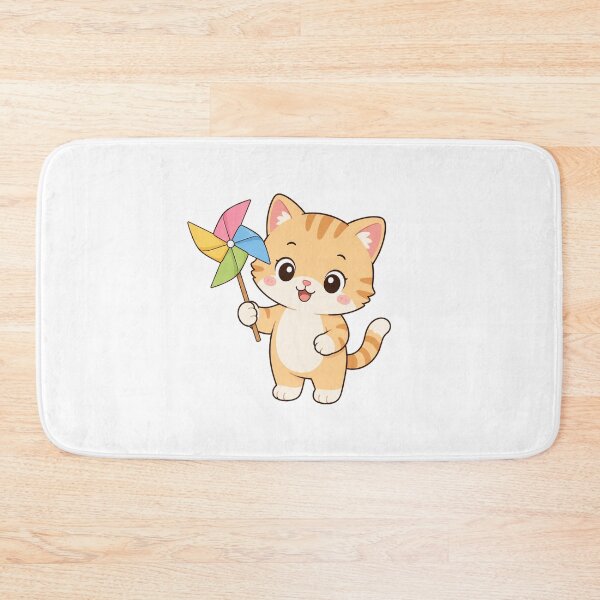 Item preview, Cute Cat Holding Pinwheel Kawaii Cartoon Spring Design designed and sold by Seculinator.