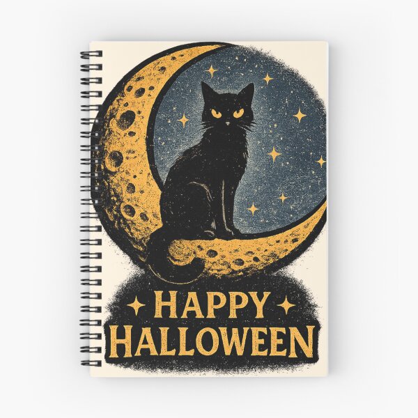 Item preview, Retro Happy Halloween Black Cat Moon designed and sold by Retro Rascals Co..
