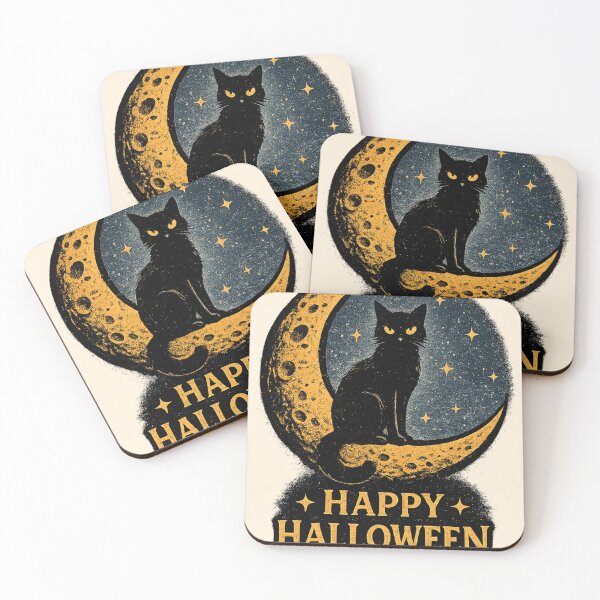 Item preview, Retro Happy Halloween Black Cat Moon designed and sold by Retro Rascals Co..