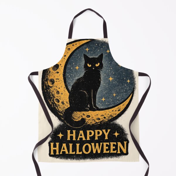 Item preview, Retro Happy Halloween Black Cat Moon designed and sold by Retro Rascals Co..