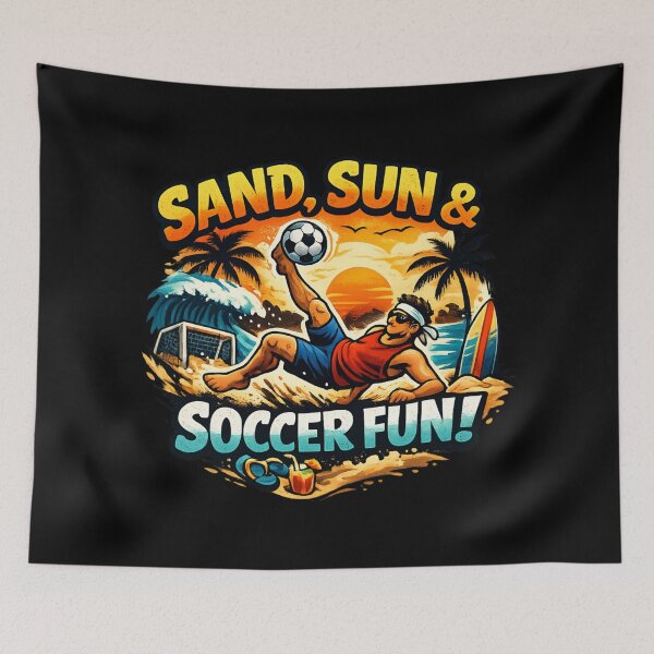 Item preview, Sand, Sun & Soccer Fun – Beach Soccer Sunset Summer  designed and sold by SidTastic .