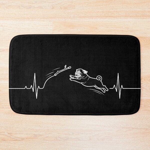 Item preview, ❤️ HEARTBEAT COLLECITON ❤️ - Heartbeat Dog - Joyful dog chasing heartbeat arc - Pug - for darker backgrounds designed and sold by WheelieGdArt.