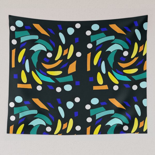 Item preview, Vibrant Abstract Shapes on Black designed and sold by Elaine M Hayward .