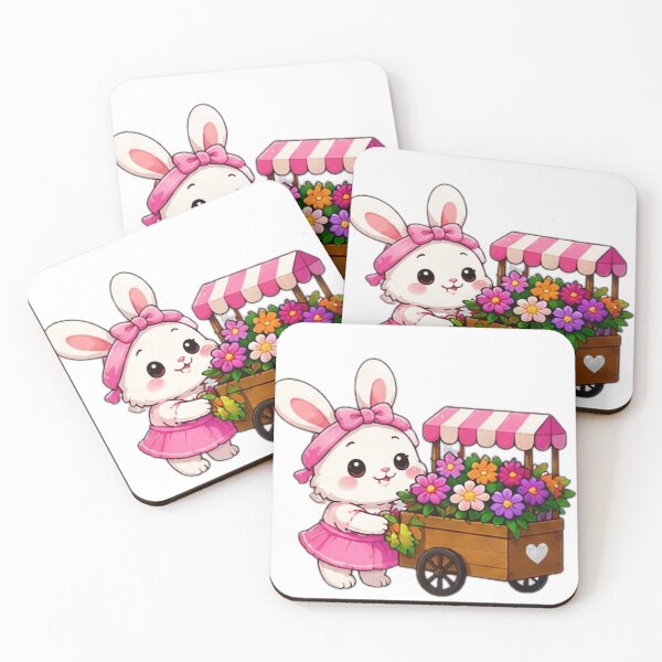 Item preview, Cute Bunny Flower Cart Kawaii Sticker designed and sold by DailyDoodlesBySumbul.