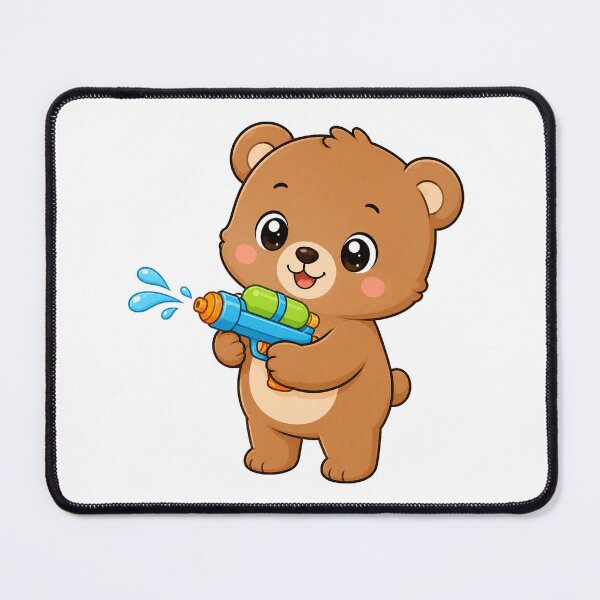 Item preview, Cute Bear Holding Water Gun Kawaii Cartoon Summer Design designed and sold by Seculinator.