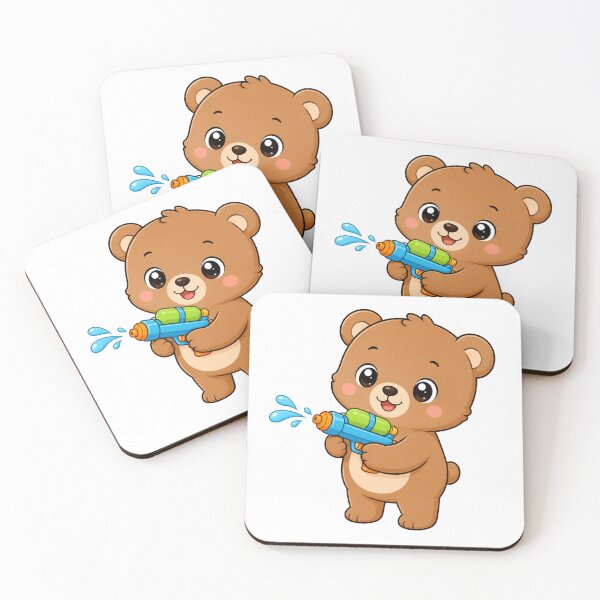 Item preview, Cute Bear Holding Water Gun Kawaii Cartoon Summer Design designed and sold by Seculinator.