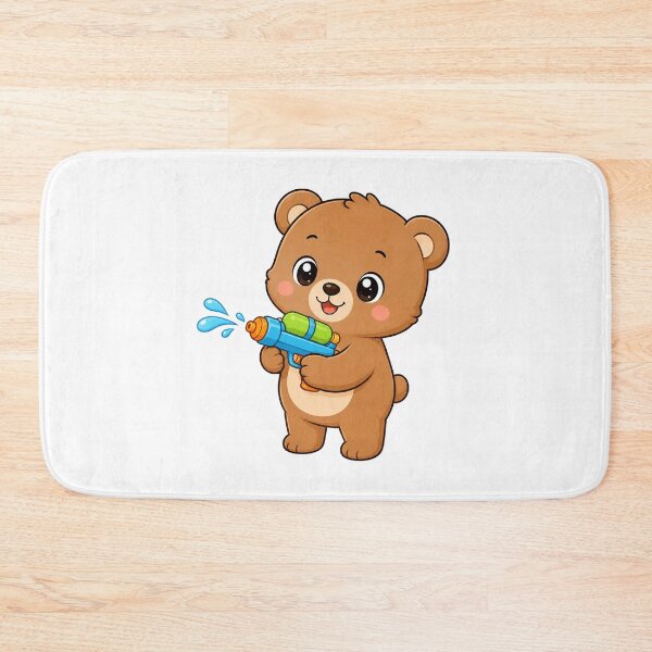 Item preview, Cute Bear Holding Water Gun Kawaii Cartoon Summer Design designed and sold by Seculinator.