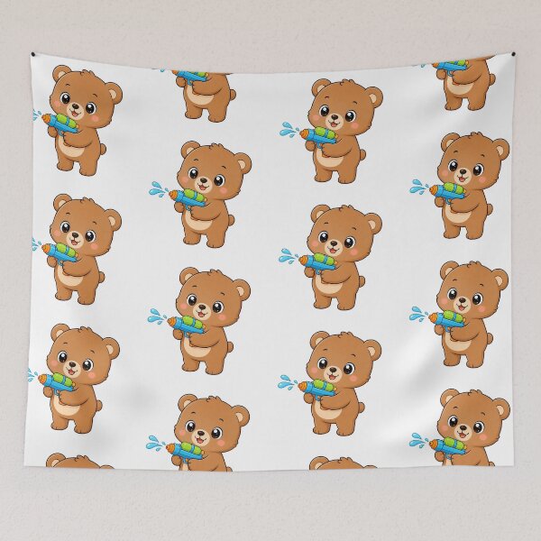 Item preview, Cute Bear Holding Water Gun Kawaii Cartoon Summer Design designed and sold by Seculinator.