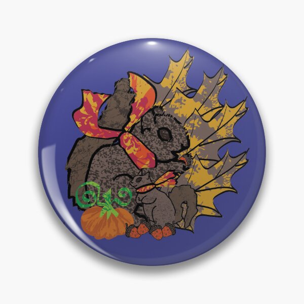 Item preview, Squirrels with Pumpkins and Acorns on Blue designed and sold by Digitalmyth's Designs.