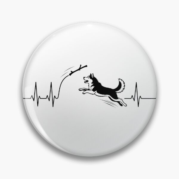 Item preview, ❤️ HEARTBEAT COLLECITON ❤️ - Heartbeat Dog - Joyful dog chasing heartbeat arc - Siberian Husky designed and sold by WheelieGdArt.