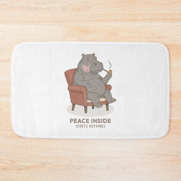 Item preview, Calm Hippo Smoking a Pipe Vintage Aesthetic designed and sold by Cozy Vintage Animal.