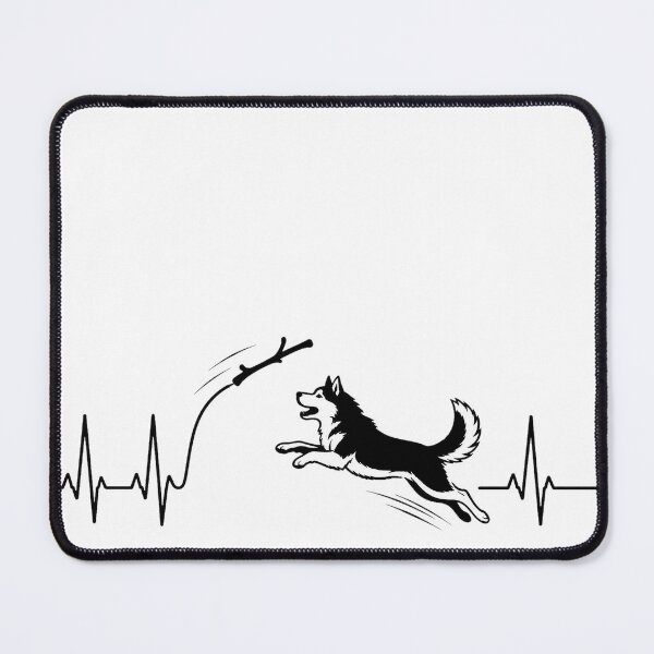 Item preview, ❤️ HEARTBEAT COLLECITON ❤️ - Heartbeat Dog - Joyful dog chasing heartbeat arc - Siberian Husky designed and sold by WheelieGdArt.