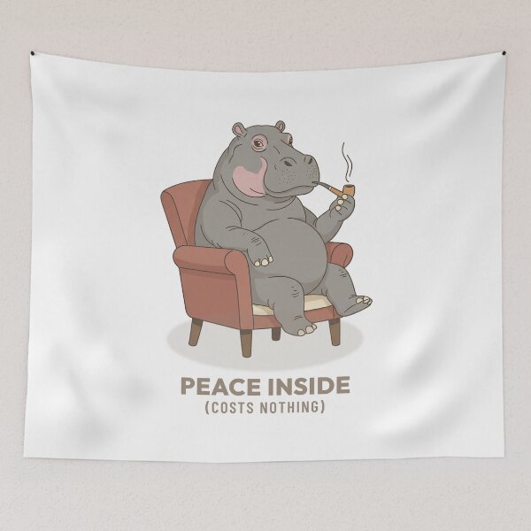 Item preview, Calm Hippo Smoking a Pipe Vintage Aesthetic designed and sold by Cozy Vintage Animal.