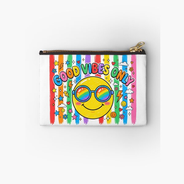 Item preview, Good Vibes Only Rainbow Smiley Face Cute Positive Quote designed and sold by tahminsdesign25.