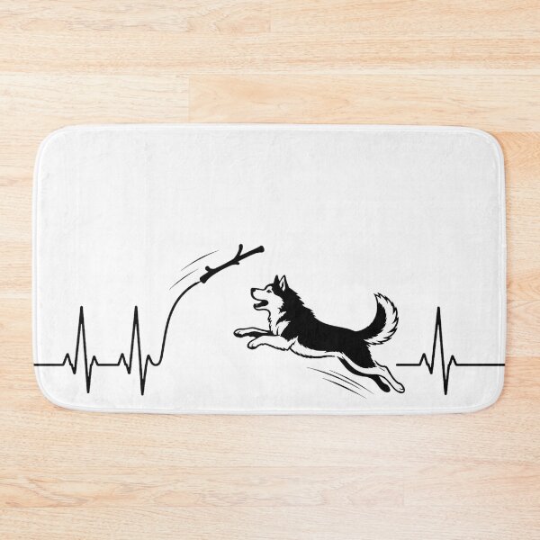 Item preview, ❤️ HEARTBEAT COLLECITON ❤️ - Heartbeat Dog - Joyful dog chasing heartbeat arc - Siberian Husky designed and sold by WheelieGdArt.