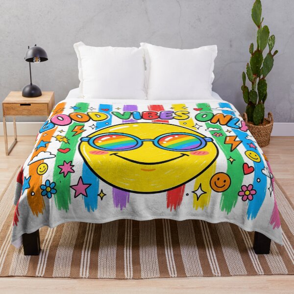 Item preview, Good Vibes Only Rainbow Smiley Face Cute Positive Quote designed and sold by tahminsdesign25.