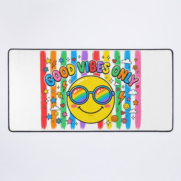 Item preview, Good Vibes Only Rainbow Smiley Face Cute Positive Quote designed and sold by tahminsdesign25.