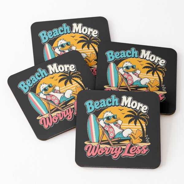 Item preview, Beach More, Worry Less – Funny Relaxed Duck Beach Vacation Vibes designed and sold by Huddy-clothes.
