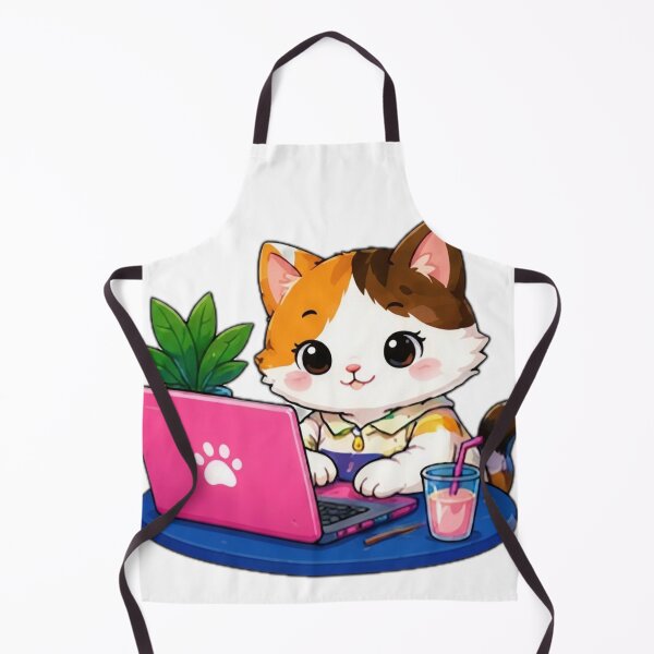 Item preview, Cute Kawaii Cat Working on Laptop designed and sold by DailyDoodlesBySumbul.