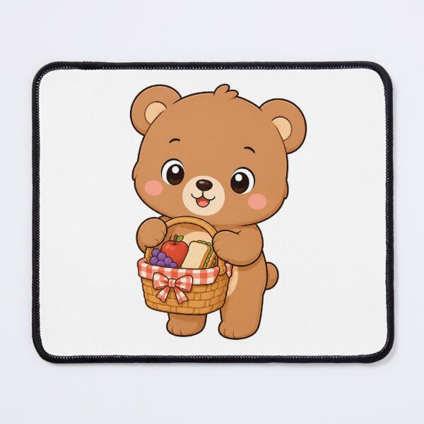 Item preview, Cute Bear Holding Picnic Basket Kawaii Cartoon Picnic Design designed and sold by Seculinator.