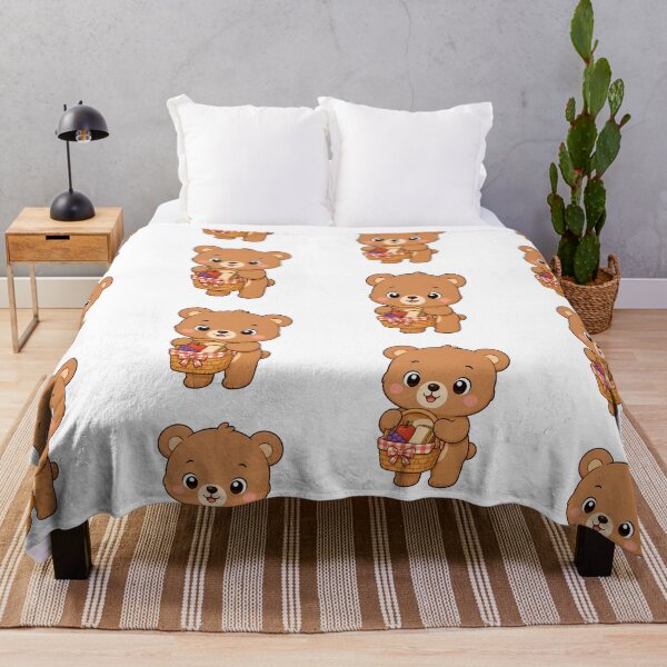 Item preview, Cute Bear Holding Picnic Basket Kawaii Cartoon Picnic Design designed and sold by Seculinator.