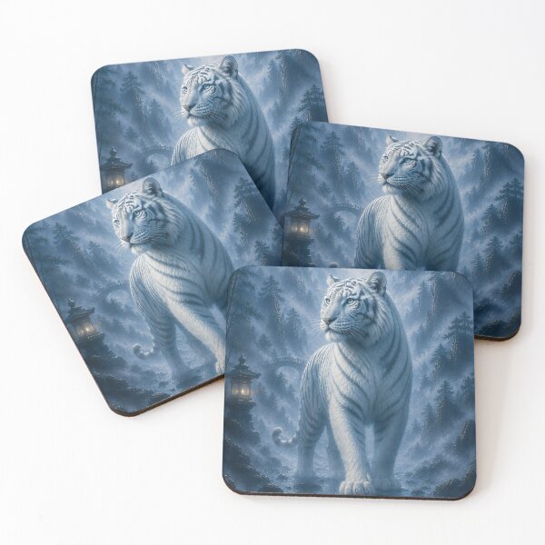 Item preview, White Tiger in Moonlit Forest | Fantasy Wildlife Art designed and sold by ManJiangHong.