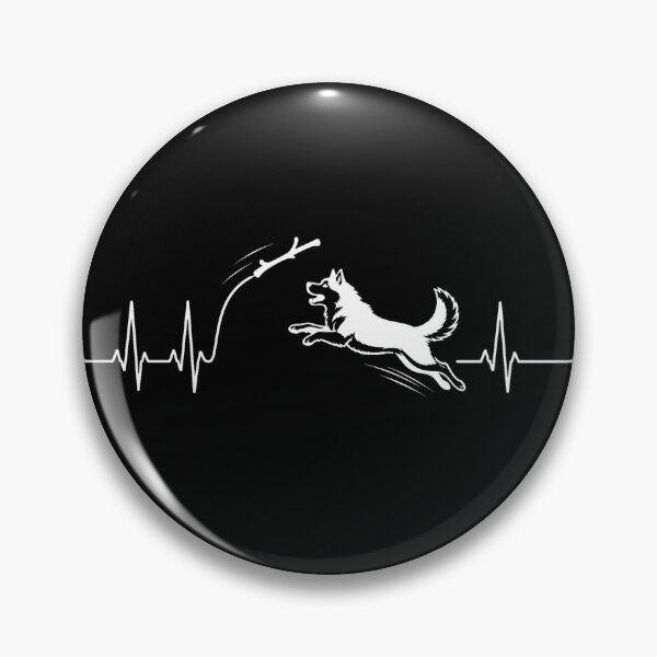 Item preview, ❤️ HEARTBEAT COLLECITON ❤️ - Heartbeat Dog - Joyful dog chasing heartbeat arc - Siberian Husky - for darker backgrounds designed and sold by WheelieGdArt.