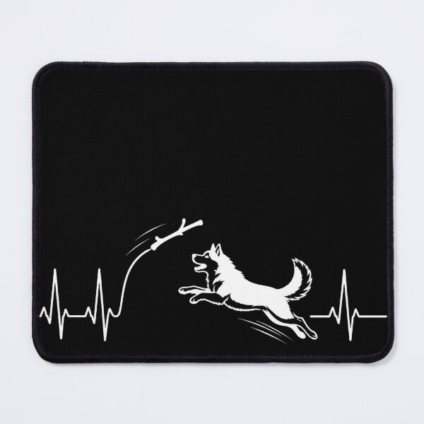 Item preview, ❤️ HEARTBEAT COLLECITON ❤️ - Heartbeat Dog - Joyful dog chasing heartbeat arc - Siberian Husky - for darker backgrounds designed and sold by WheelieGdArt.