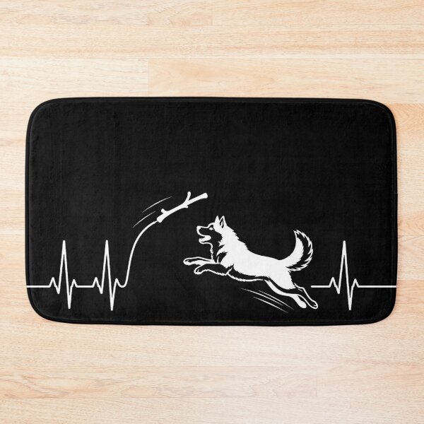 Item preview, ❤️ HEARTBEAT COLLECITON ❤️ - Heartbeat Dog - Joyful dog chasing heartbeat arc - Siberian Husky - for darker backgrounds designed and sold by WheelieGdArt.