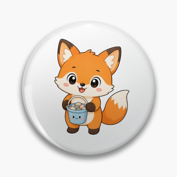 Item preview, Cute Fox Holding Pebble Bucket Kawaii Cartoon Beach Design designed and sold by Seculinator.