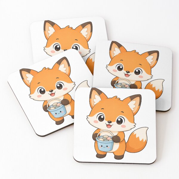 Item preview, Cute Fox Holding Pebble Bucket Kawaii Cartoon Beach Design designed and sold by Seculinator.