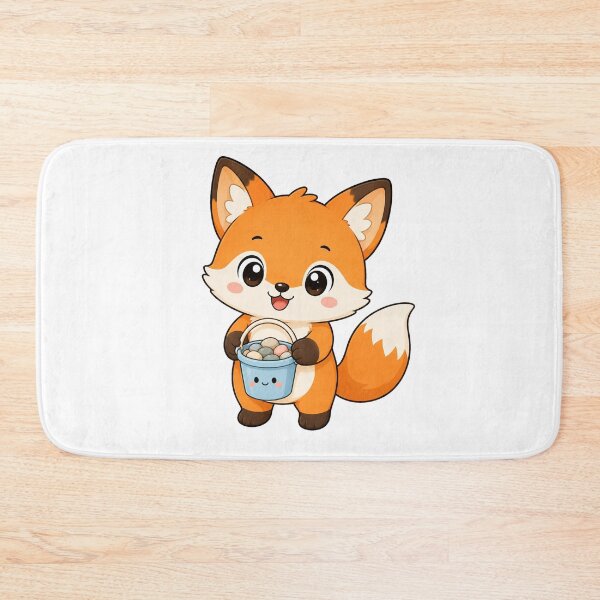 Item preview, Cute Fox Holding Pebble Bucket Kawaii Cartoon Beach Design designed and sold by Seculinator.