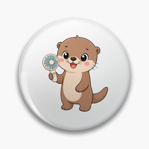 Item preview, Cute Otter Holding Handheld Fan Kawaii Cartoon Summer Design designed and sold by Seculinator.