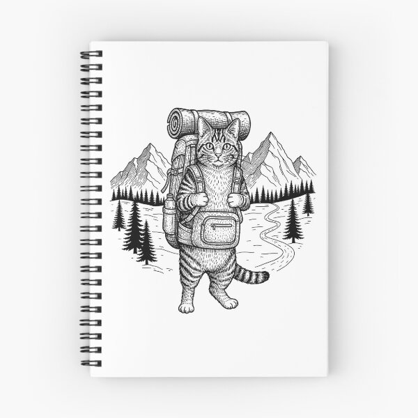 Item preview, Cute Hiking Cats Backpacking Adventure Illustration designed and sold by Rahamkshop.