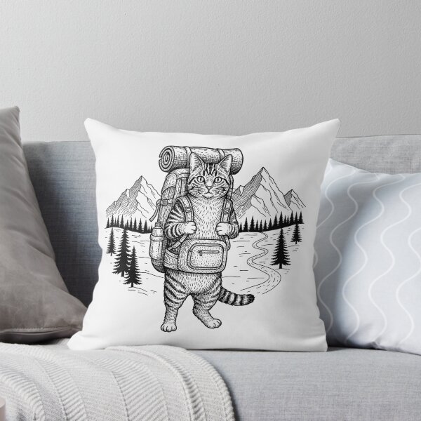 Item preview, Cute Hiking Cats Backpacking Adventure Illustration designed and sold by Rahamkshop.