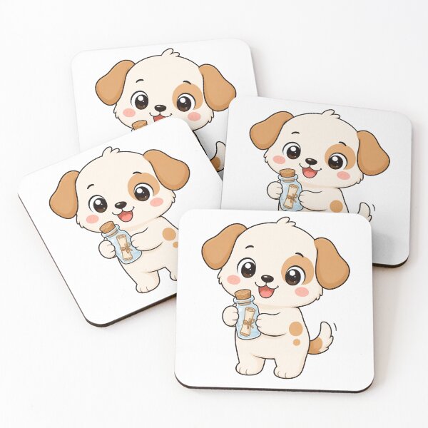 Item preview, Cute Puppy Holding Message in a Bottle Kawaii Cartoon Beach Design designed and sold by Seculinator.