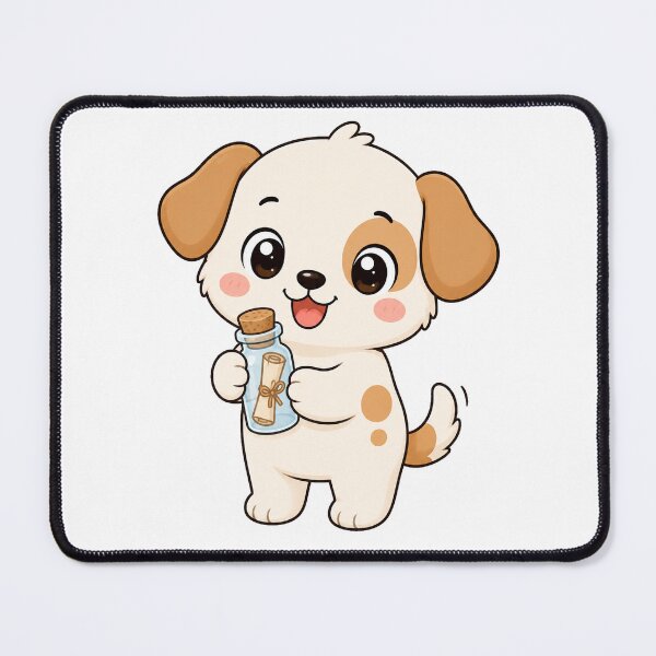 Item preview, Cute Puppy Holding Message in a Bottle Kawaii Cartoon Beach Design designed and sold by Seculinator.