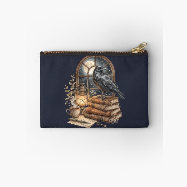 Item preview, Moonlit Raven on Vintage Books | Dark Academia Library Watercolor Illustration designed and sold by Whimwick.