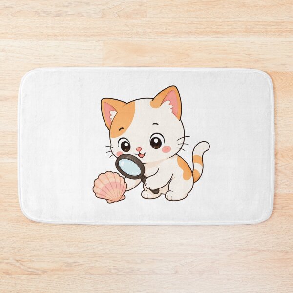 Item preview, Cute Cat Exploring Seashell with Magnifying Glass Kawaii Beach Design designed and sold by Seculinator.