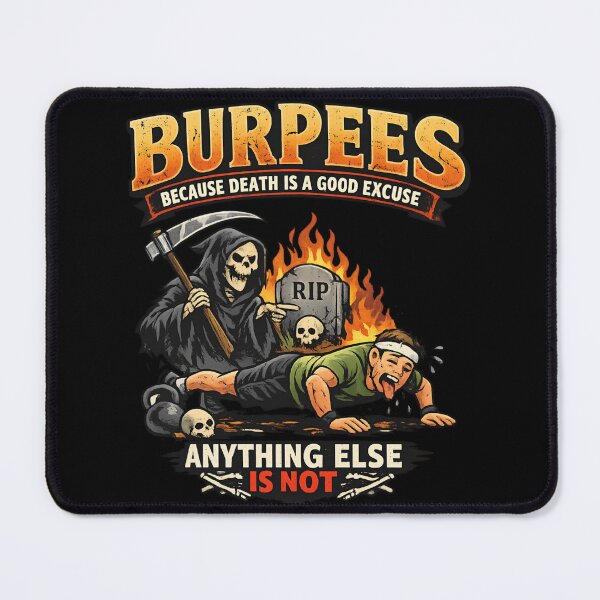 Item preview, Burpees Because Death Is a Good Excuse - Funny Workout Fitness Humor designed and sold by SidTastic .