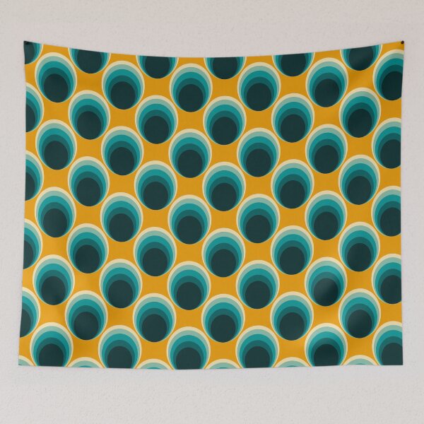 Item preview, Retro Peacock Feather Circles in dark green E9 designed and sold by StefanStudioArt.