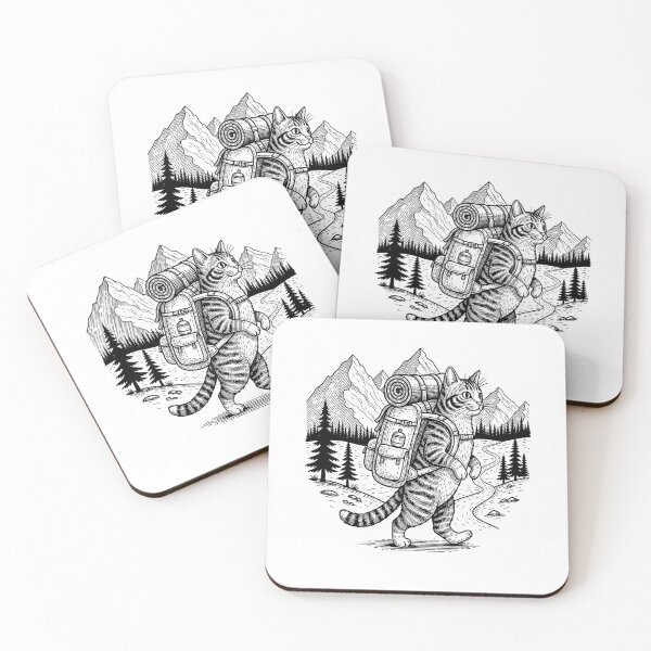 Item preview, Cute Hiking Cats Backpacking Adventure Illustration designed and sold by Rahamkshop.