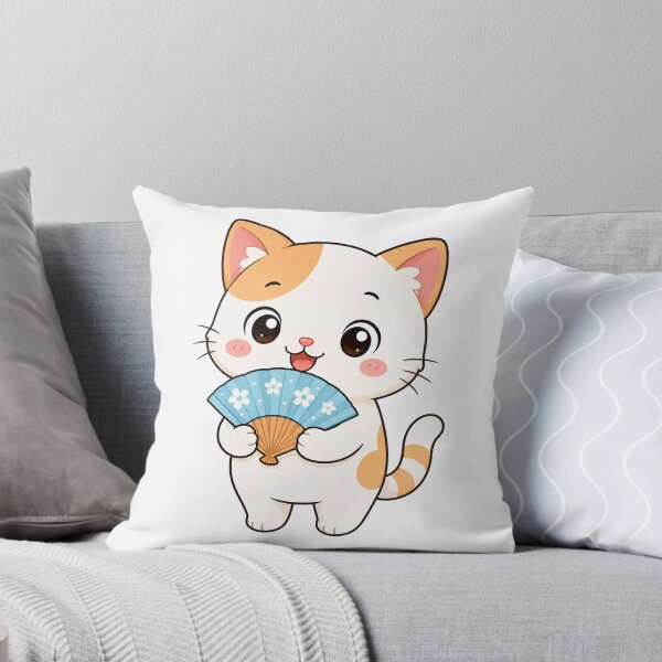 Item preview, Cute Cat Holding Folding Fan Kawaii Cartoon Summer Design designed and sold by Seculinator.