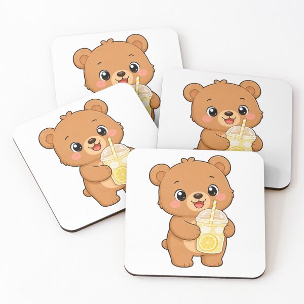 Item preview, Cute Bear Holding Lemonade Kawaii Cartoon Summer Drink Design designed and sold by Seculinator.
