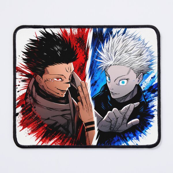 Item preview, Red vs Blue Sorcerer Duel Anime Split Portrait Ink Splash Art designed and sold by MugenAnime.