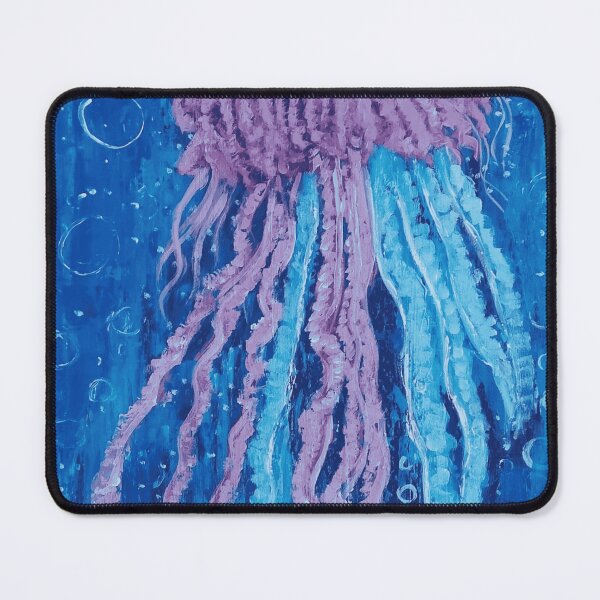 Item preview, Pink Portuguese Man O War Jellyfish Oil Painting In Deep Blue Ocean designed and sold by AstroOceania.