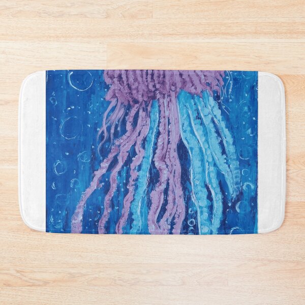Item preview, Pink Portuguese Man O War Jellyfish Oil Painting In Deep Blue Ocean designed and sold by AstroOceania.