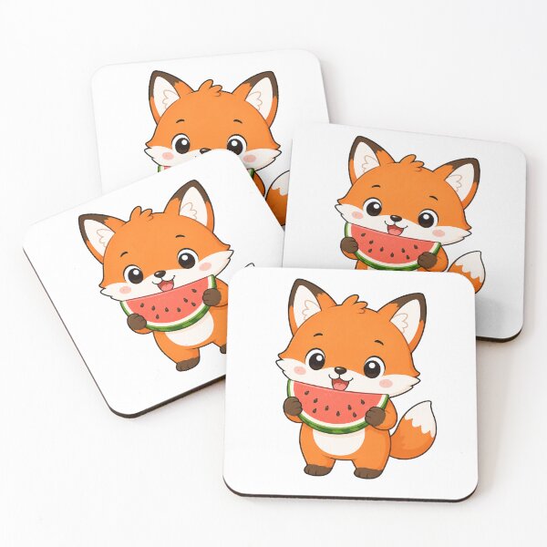 Item preview, Cute Fox Holding Watermelon Slice Kawaii Cartoon Summer Design designed and sold by Seculinator.