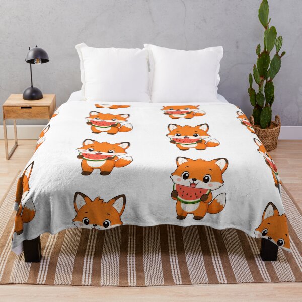 Item preview, Cute Fox Holding Watermelon Slice Kawaii Cartoon Summer Design designed and sold by Seculinator.