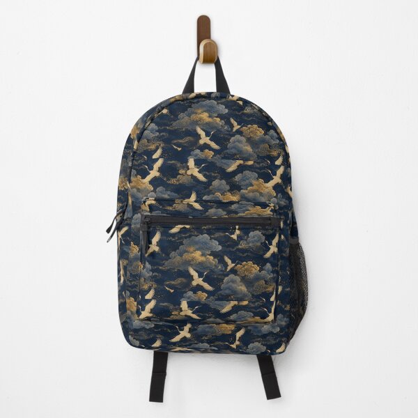 Item preview, Japanese Crane Cloud Pattern Navy Gold designed and sold by PatternFranzy.